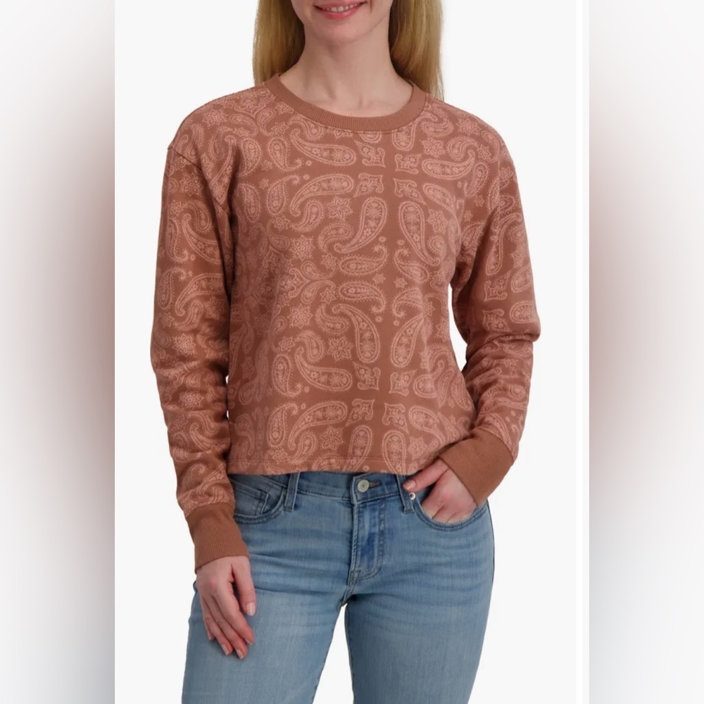 NWT Lucky Brand Paisley Crewneck Long Sleeve Top sz L - Picture 7 of 7